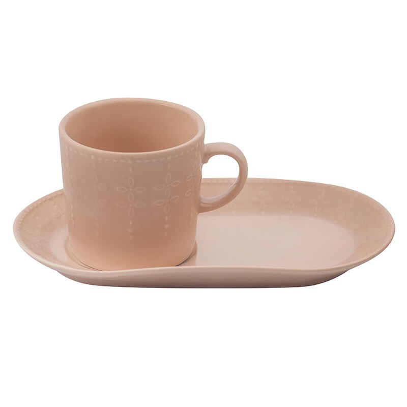 Set ceramica ceasca cu farfurie de desert, Lancaster, 220 ml, Bej