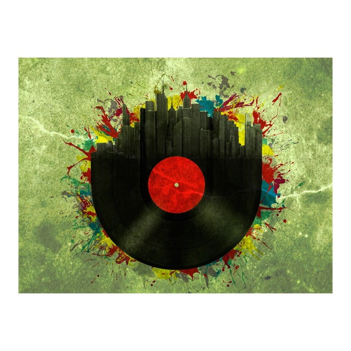 Fototapet vlies pentru Sufragerie, Dormitor, Melodii colorate ale orasului - 250cm X 193cm, Instructiuni, lipici