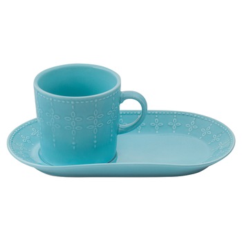 Set ceramica ceasca cu farfurie de desert Lancaster, 220 ml, Bleu Set ceramica ceasca cu farfurie de desert Lancaster, 220 ml, Bleu