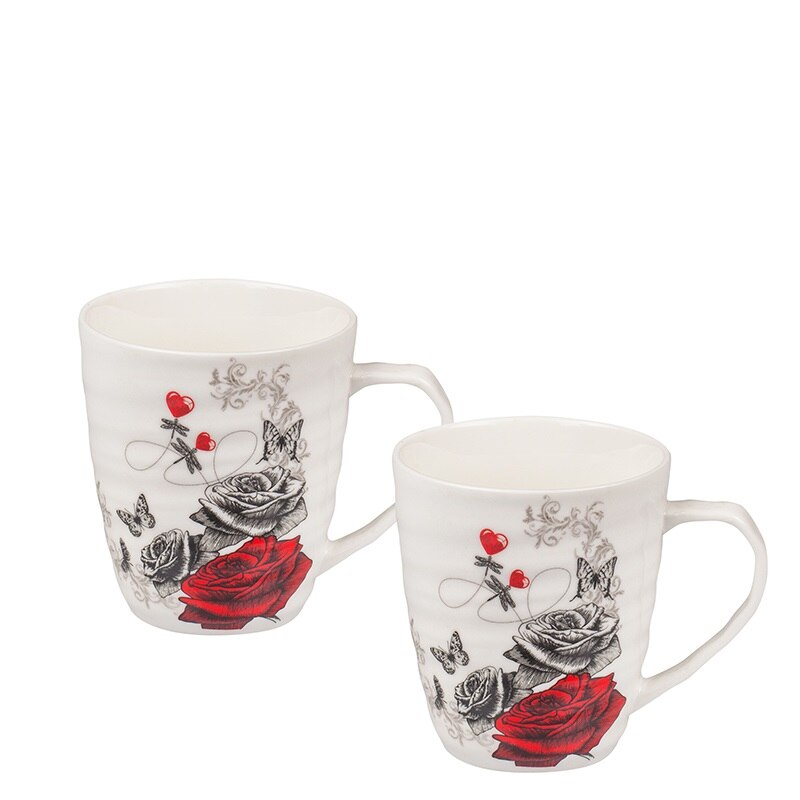 Set de portelan 2 cesti cafea, Lancaster, 300ml, Alb