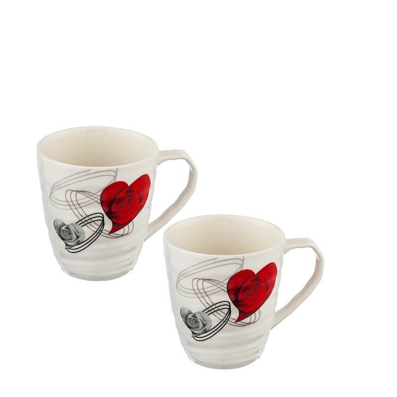 Set de portelan 2 cesti ceai, Lancaster, 300ml, Alb