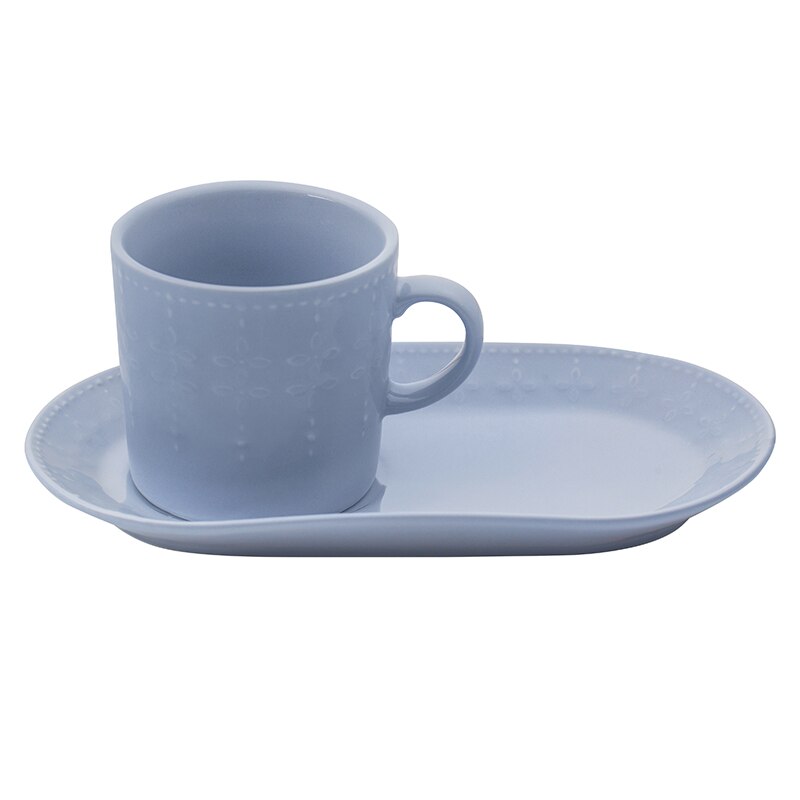 Set ceramica ceasca cu farfurie de desert, Lancaster, 220ml, Gri