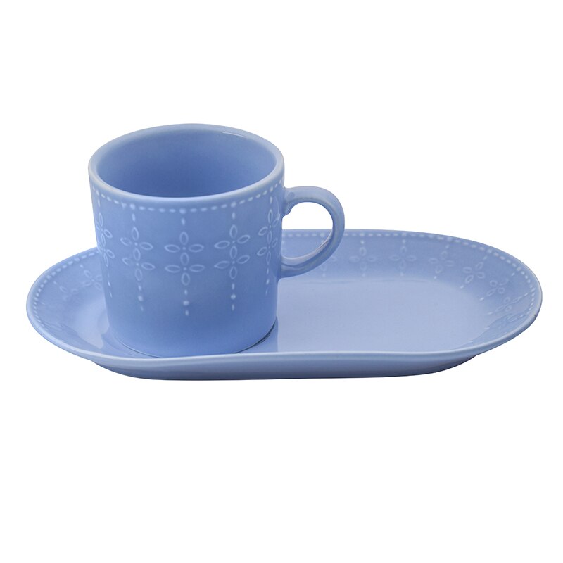 Set ceramica ceasca cu farfurie de desert, Lancaster, 220ml, Bleumarin