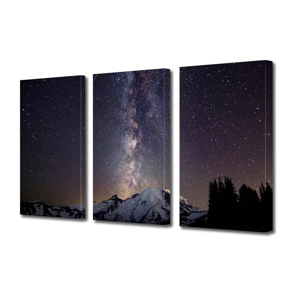Tablou Multicanvas 3 Piese Peisaje Galaxie, 25 x 45 cm
