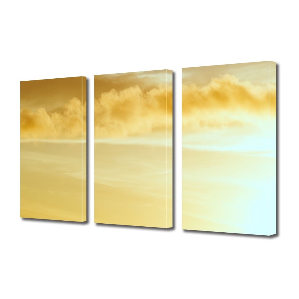 Tablou Multicanvas 3 Piese Peisaje Galben pai, 45 x 90 cm