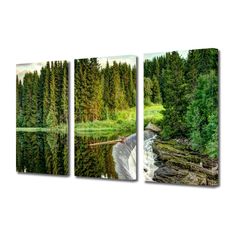 Tablou Multicanvas 3 Piese Peisaje Cascada mare, 70 x 150 cm
