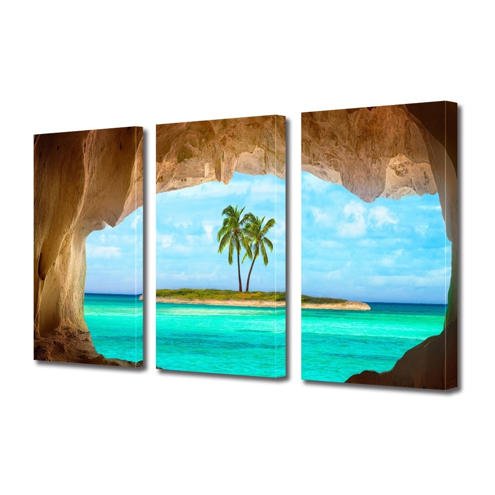 Tablou Multicanvas 3 Piese Peisaje Insulita, 60 x 120 cm