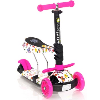 Trotineta Lorelli cu Scaunel pentru Copii Smart, Colectia 2021, Pink Butterfly Trotineta Lorelli cu Scaunel pentru Copii Smart, Colectia 2021, Pink Butterfly