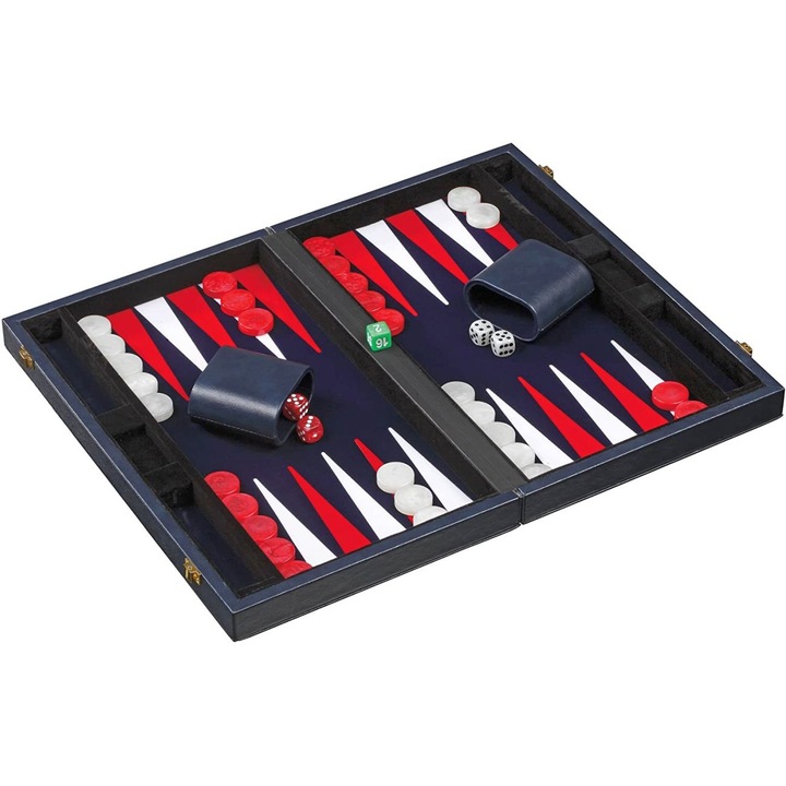 MagazinulDeSah Compact kaszinó stílusú backgammon készlet, 38 x 47 cm, kék