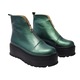 Ghete dama, Mateo Shoes, cu platforma si fermoar pe jumatate, Piele Naturala, Verde