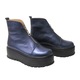 Ghete dama, Mateo Shoes, cu platforma si fermoar pe jumatate, Piele Naturala, Albastru