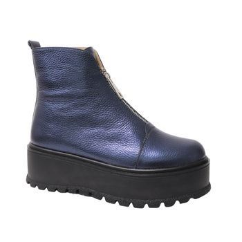 Ghete dama, Mateo Shoes, cu platforma si fermoar pe jumatate, Piele Naturala, Albastru Ghete dama, Mateo Shoes, cu platforma si fermoar pe jumatate, Piele Naturala, Albastru