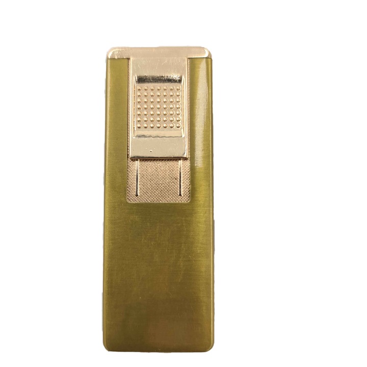 Bricheta metalica cu gaz, antivant, reincarcabila, aurie, cutie, Dalimag