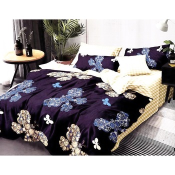 Set 6 piese Lenjerie Relax Shop, Lux Fluturi crem pe mov, 2 persoane Set 6 piese Lenjerie Relax Shop, Lux Fluturi crem pe mov, 2 persoane