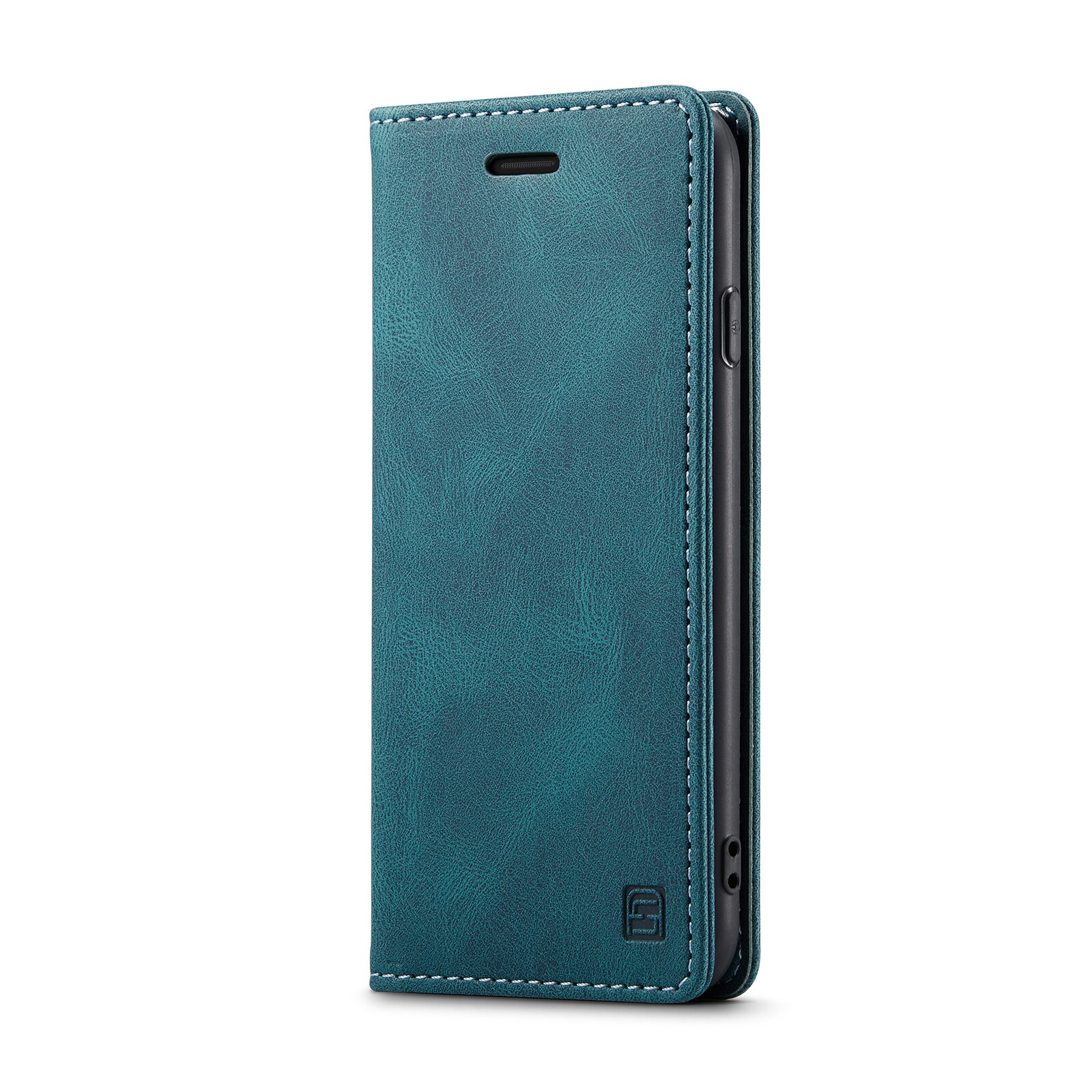 Husa pentru SE 2 (2020), iPhone 8, iPhone 7, CaseMe Retro, slim, piele, tip portofel, stand, inchidere magnetica, textura moale, protectie RFID, Albastru