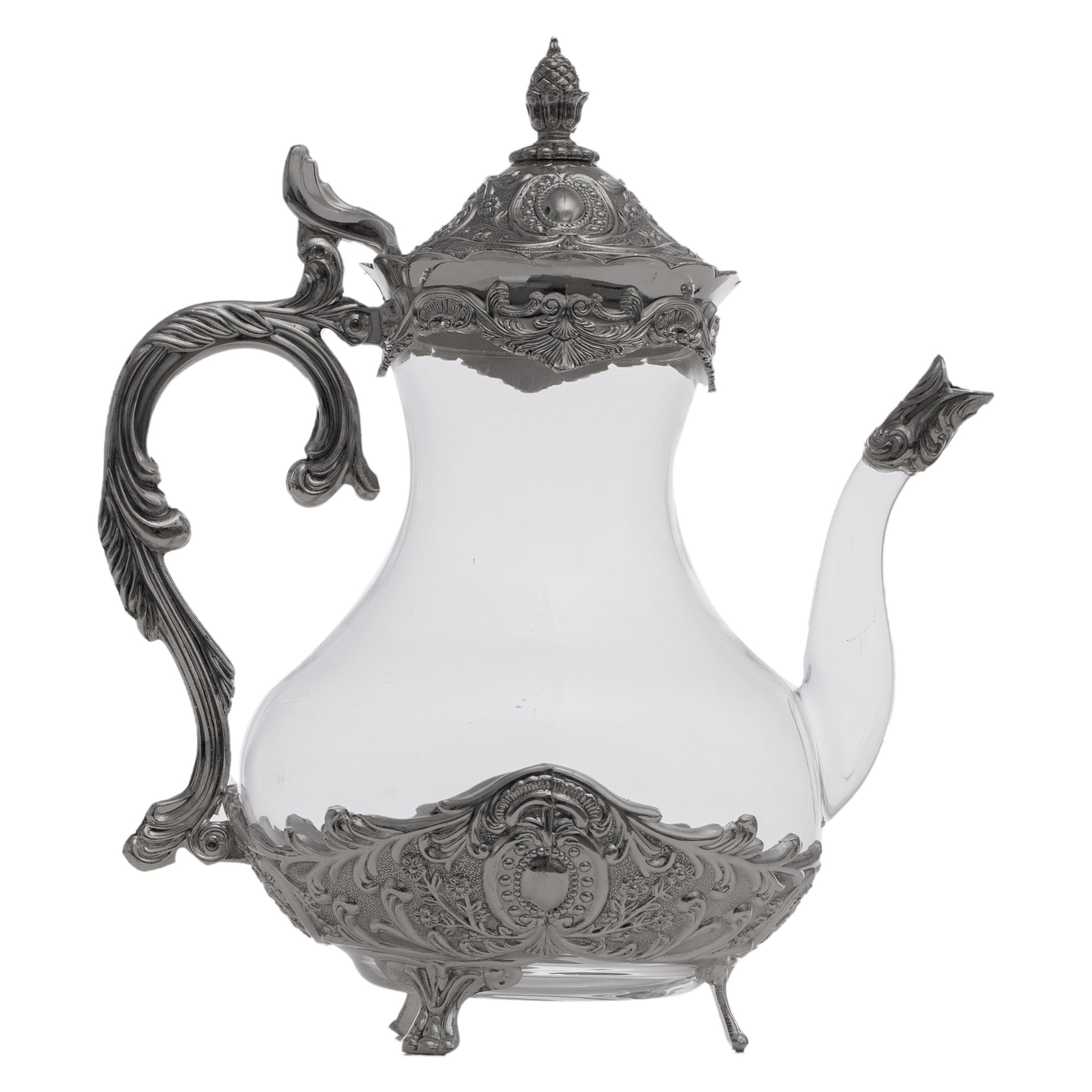 Carafa din sticla cu suport argintat 23*15*25cm