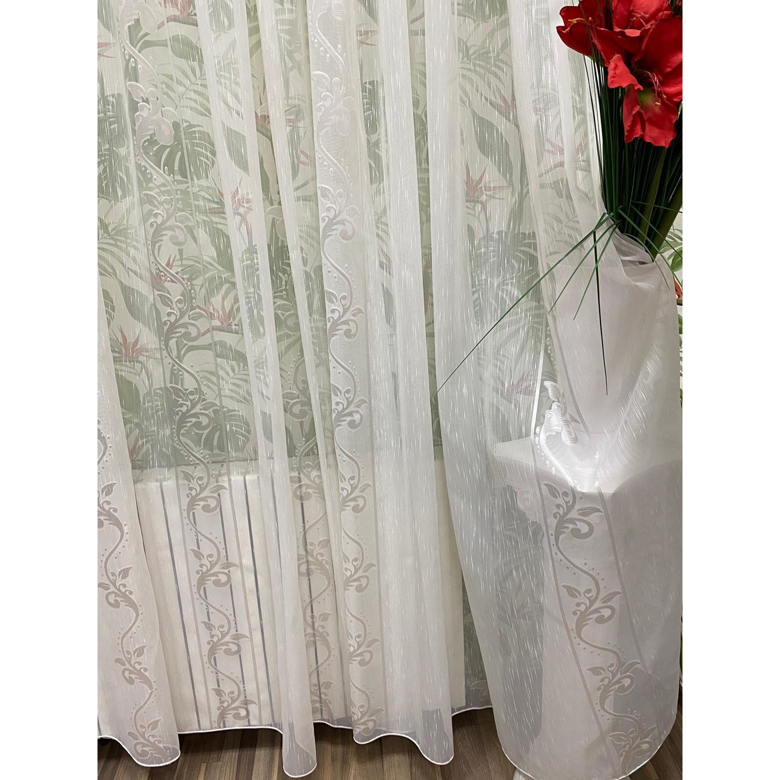 Perdea ivoire 400x245cm brodata cu ghirlanda de flori ivoire, cu rejansa by Liz Line - RD1884