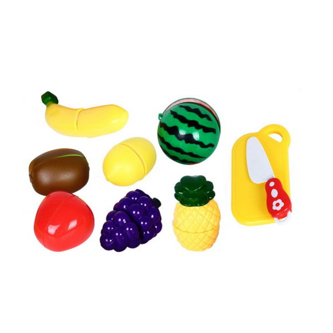 Set Fructe si legume de feliat cu tocator si cutit de plastic,9 piese , Multicolor