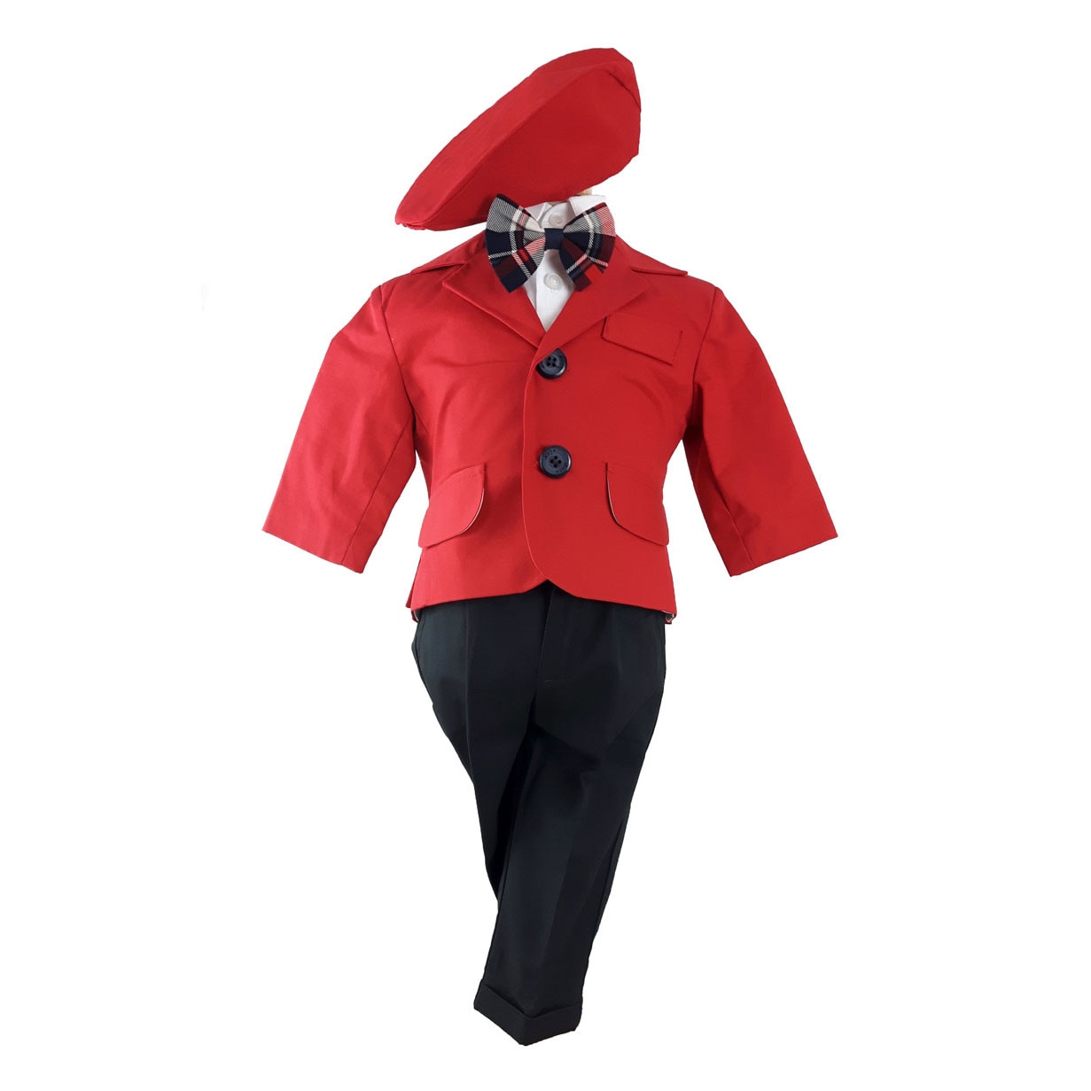 Costum botez baieti, model Baby Boss rosu, varsta 0-3 luni