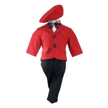 Costum botez baieti, model Baby Boss rosu, varsta 0-3 luni Costum botez baieti, model Baby Boss rosu, varsta 0-3 luni