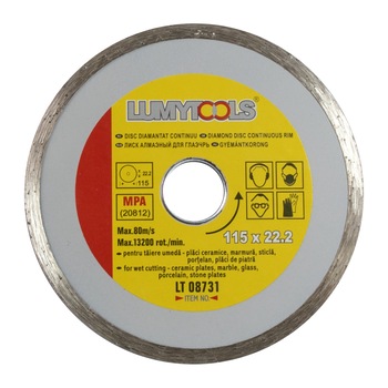 Disc diamantat pentru debitare placi ceramice / marmura / sticla / piatra, 115 x 22 x 2 mm Disc diamantat pentru debitare placi ceramice / marmura / sticla / piatra, 115 x 22 x 2 mm