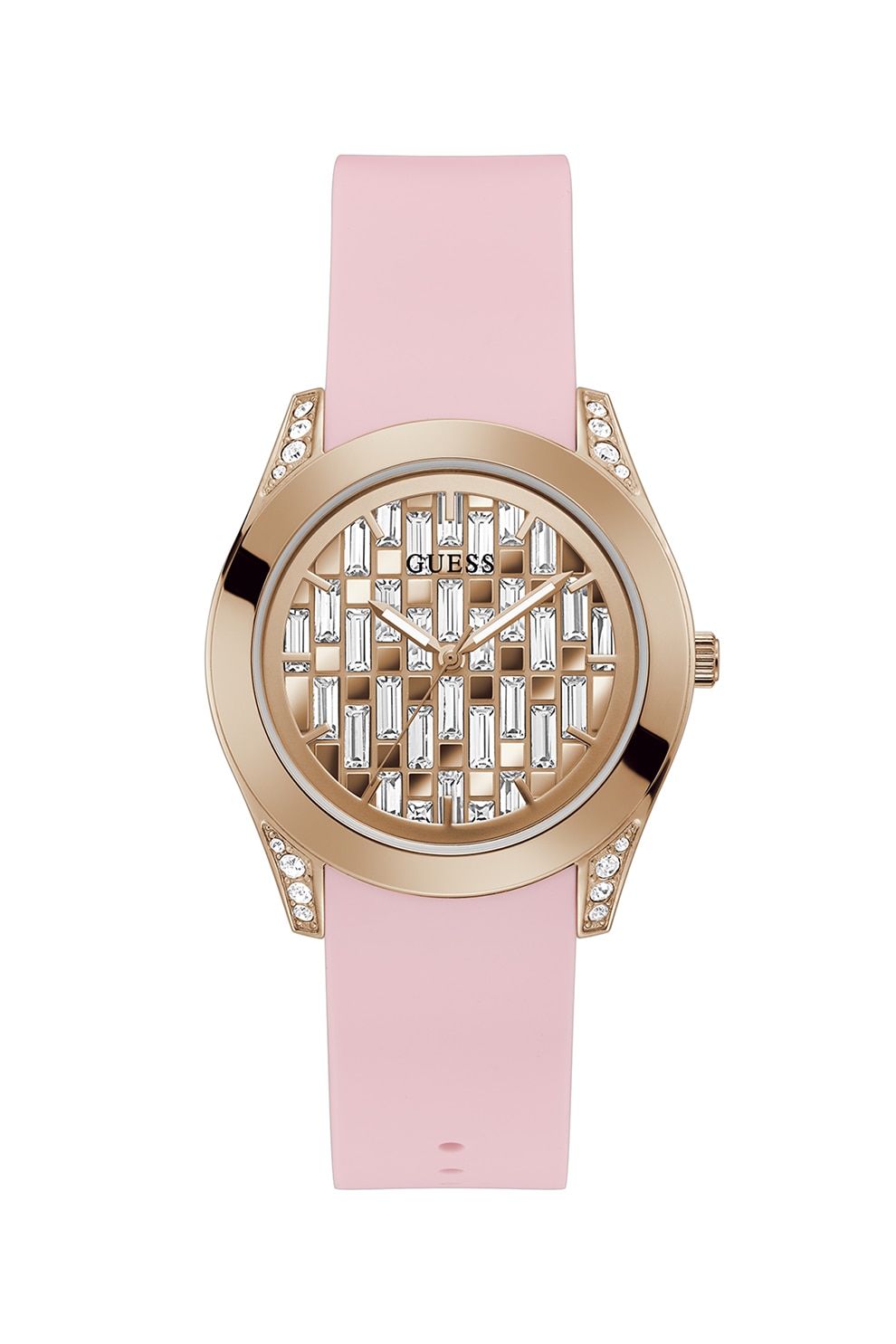 Guess, Ceas de otel inoxidabil cu o curea de silicon, Roz
