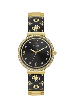 Guess, Ceas cu o bratara cu model cu monograma, Negru/Auriu Guess, Ceas cu o bratara cu model cu monograma, Negru/Auriu