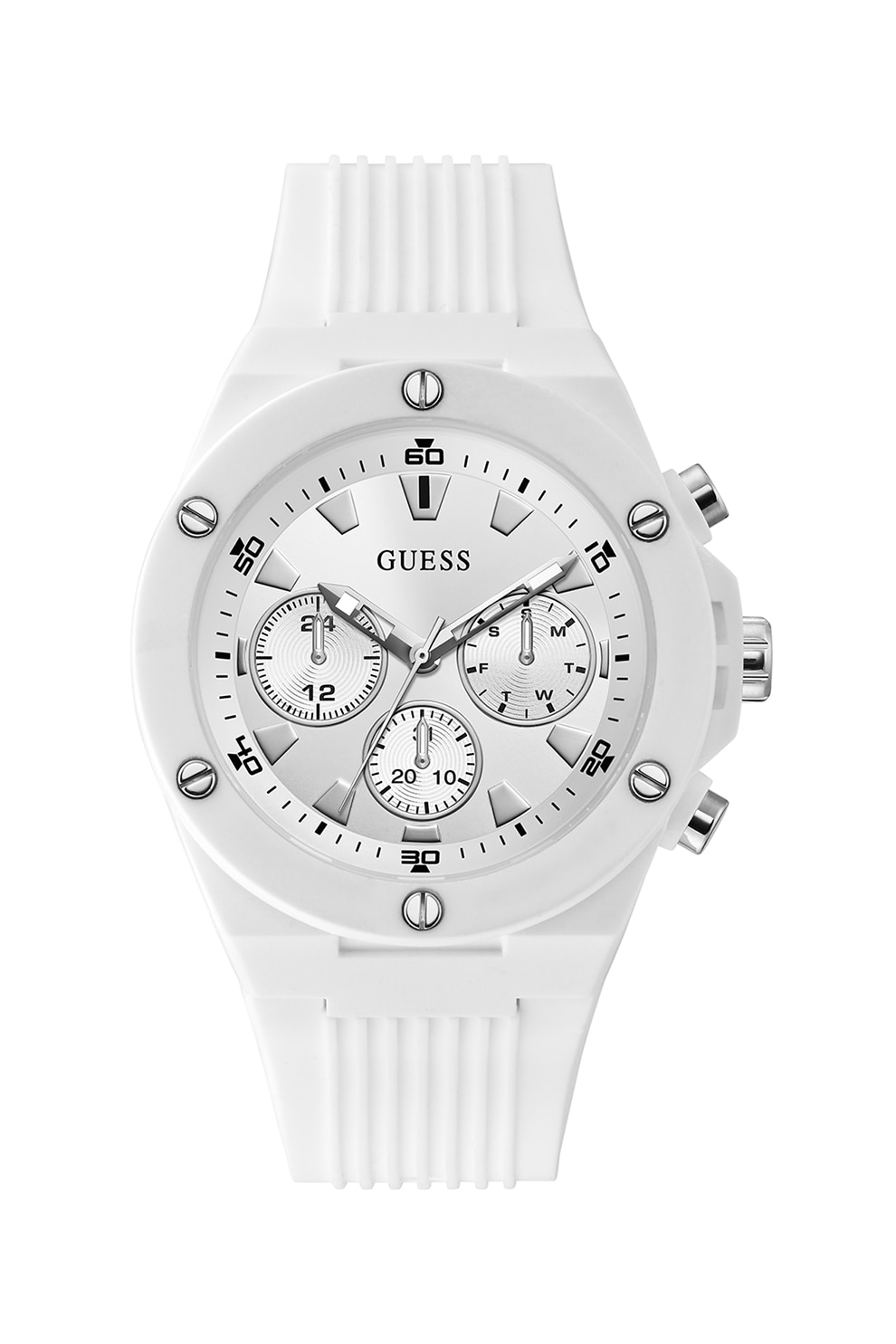 Guess, Ceas cu functii multiple si curea de silicon, Alb