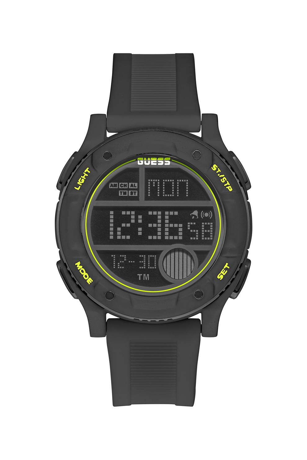 Guess, Ceas digital cu o curea de silicon, Negru