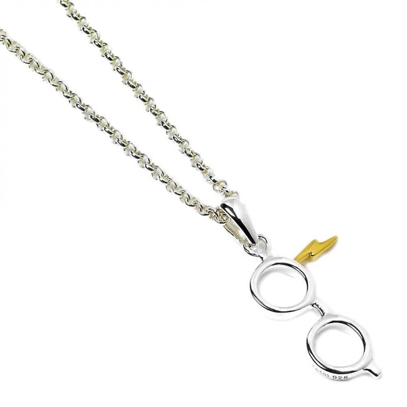 Lantisor Cu Pandantiv Harry Potter - Ochelari cu Fulger , Argint, Argintiu