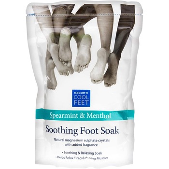Sare de baie Epsom pentru imbaierea picioarelor Menta si Mentol, Escenti, 450g Sare de baie Epsom pentru imbaierea picioarelor Menta si Mentol, Escenti, 450g
