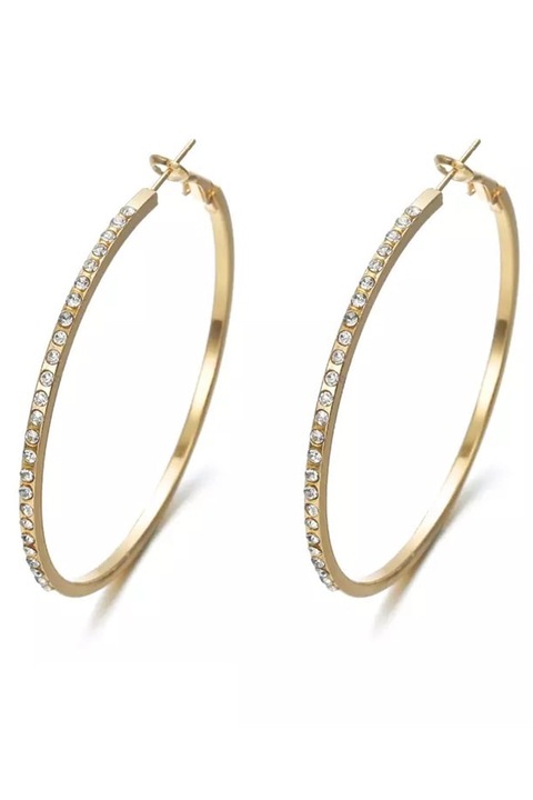 Cercei Rotunzi plin de Strasuri WE019, Auriu