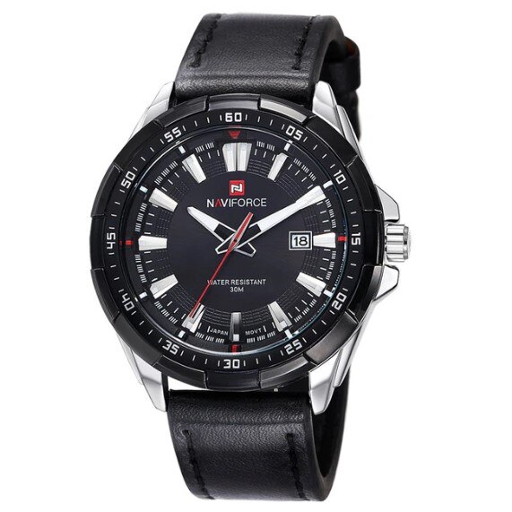 Ceas barbatesc Naviforce CS1221, curea piele, model negru