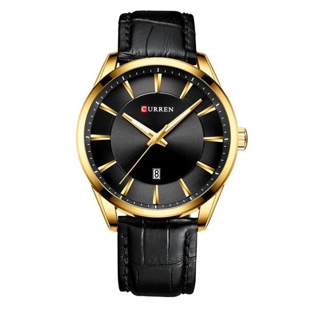 Ceas barbatesc Curren CS1225, model negru, cadran auriu