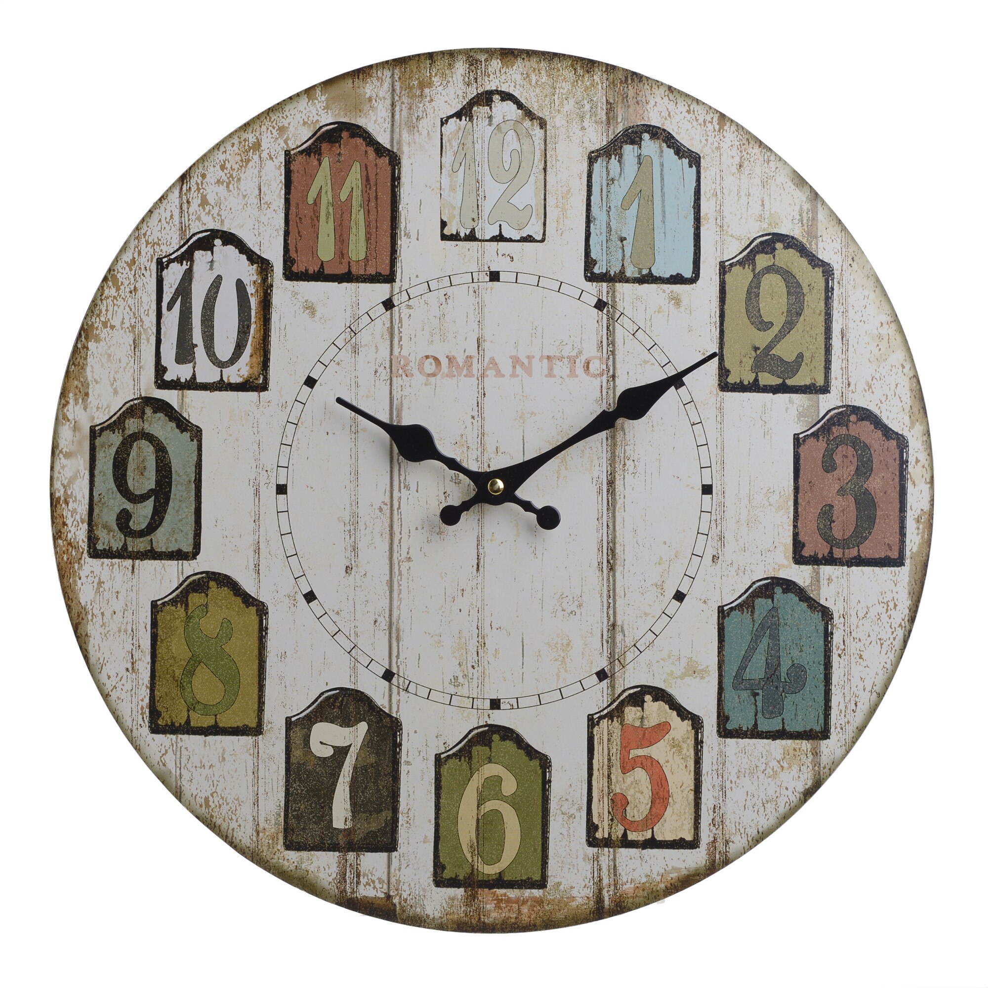 Ceas de perete cifre mari multicolor, Mdf fara geam,40 cm