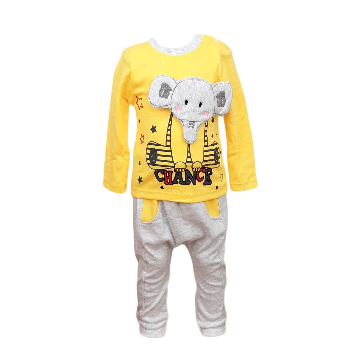 Compleu doua piese, pentru copii, galben-crem