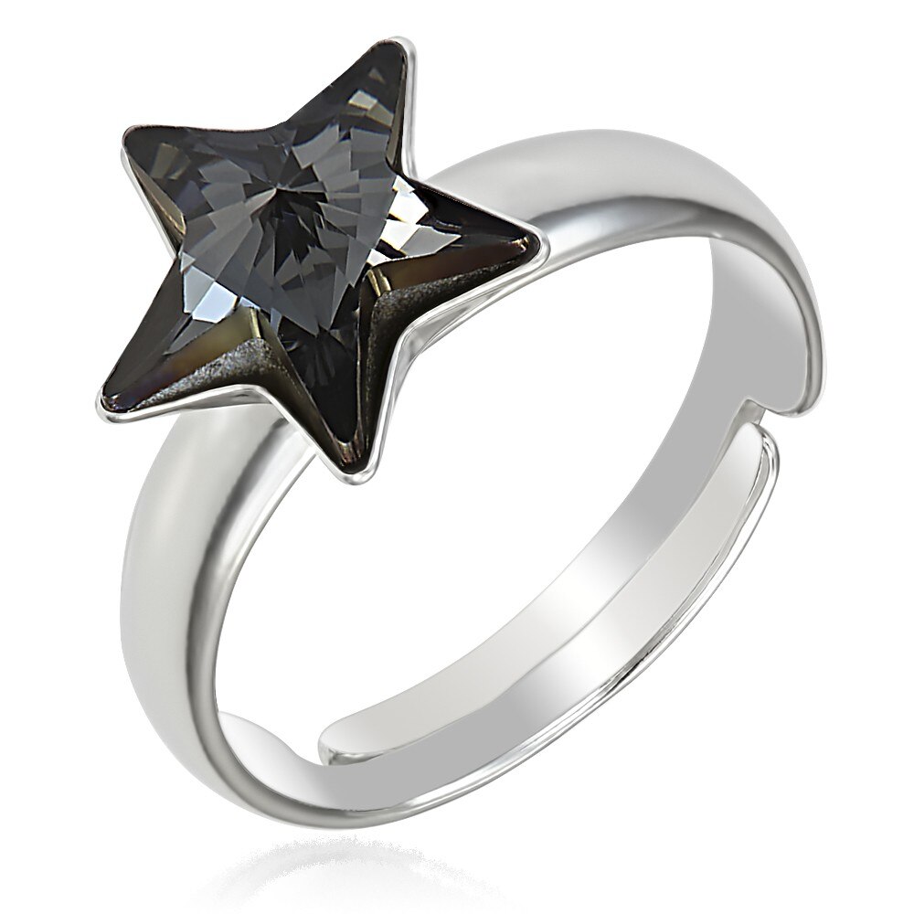 Inel Argint 925 placat cu rodiu cu cristale Swarovski® Star, 10mm, Silver Night