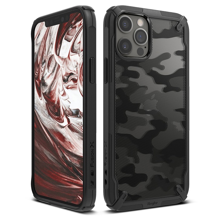 Husa pentru iPhone 12 Pro Max, Ringke Fusion X Design, Camo Black