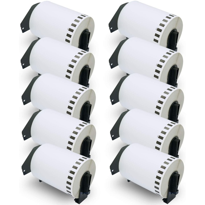 Комплект от 10 ролки самозалепваща се лента DK 11247 103 mm X 164 mm Черно върху бяло Съвместим Brother P-Touch QL 1050 N Brother P-Touch QL 1060 QL 1060 NX Brother P-Touch QL 1100 QL 1100 NWB Brother P-Touch QL 1100 QL 1110 QL 1110 NWB
