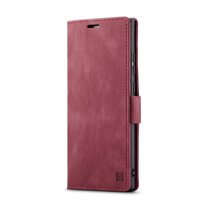 Калъф за Samsung Galaxy Note 20 Ultra, CaseMe Retro, тънък, кожен, тип портфейл, стойка, магнитно закопчаване, мека текстура, RFID защита, Червен