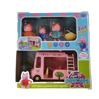 Set figurine Peppa Pig - picnic, cu autobuz, multicolor, + 3 ani Set figurine Peppa Pig - picnic, cu autobuz, multicolor, + 3 ani