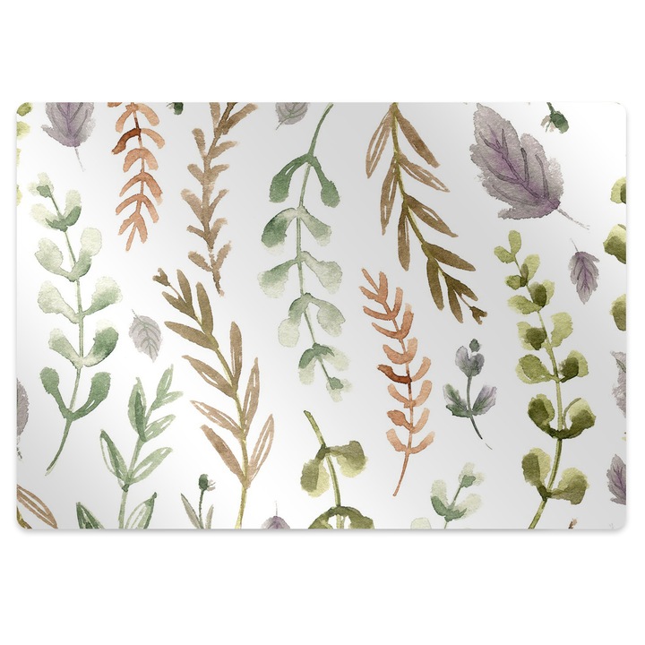 OEM Irodai szék szőnyeg, színes levél mintás, zöld, 100x70 cm