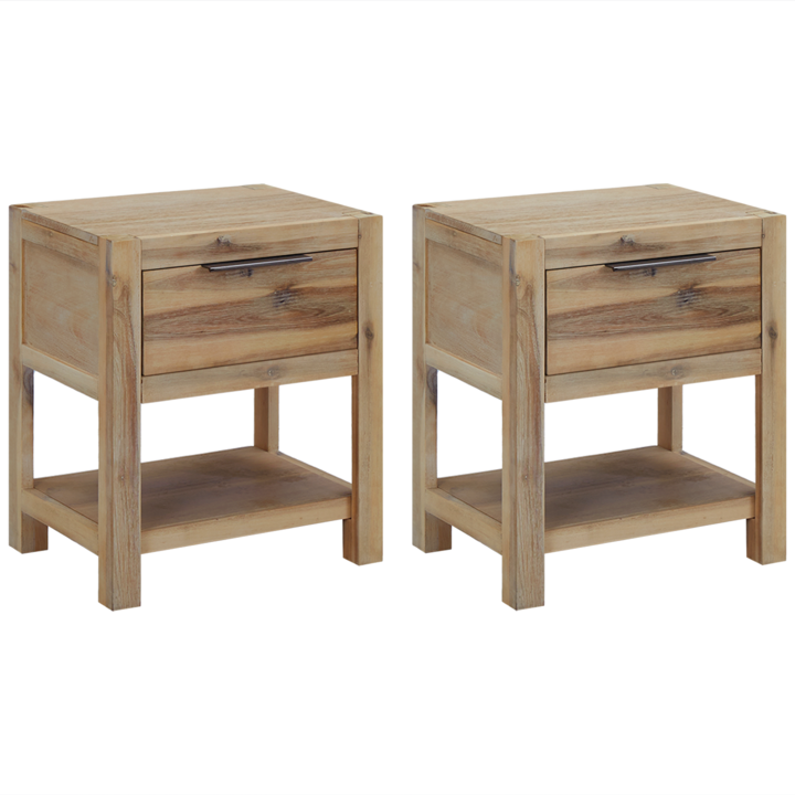 Set noptiere cu sertare vidaXL, 2 buc., 40x30x48 cm, lemn masiv de acacia, 6.2 kg