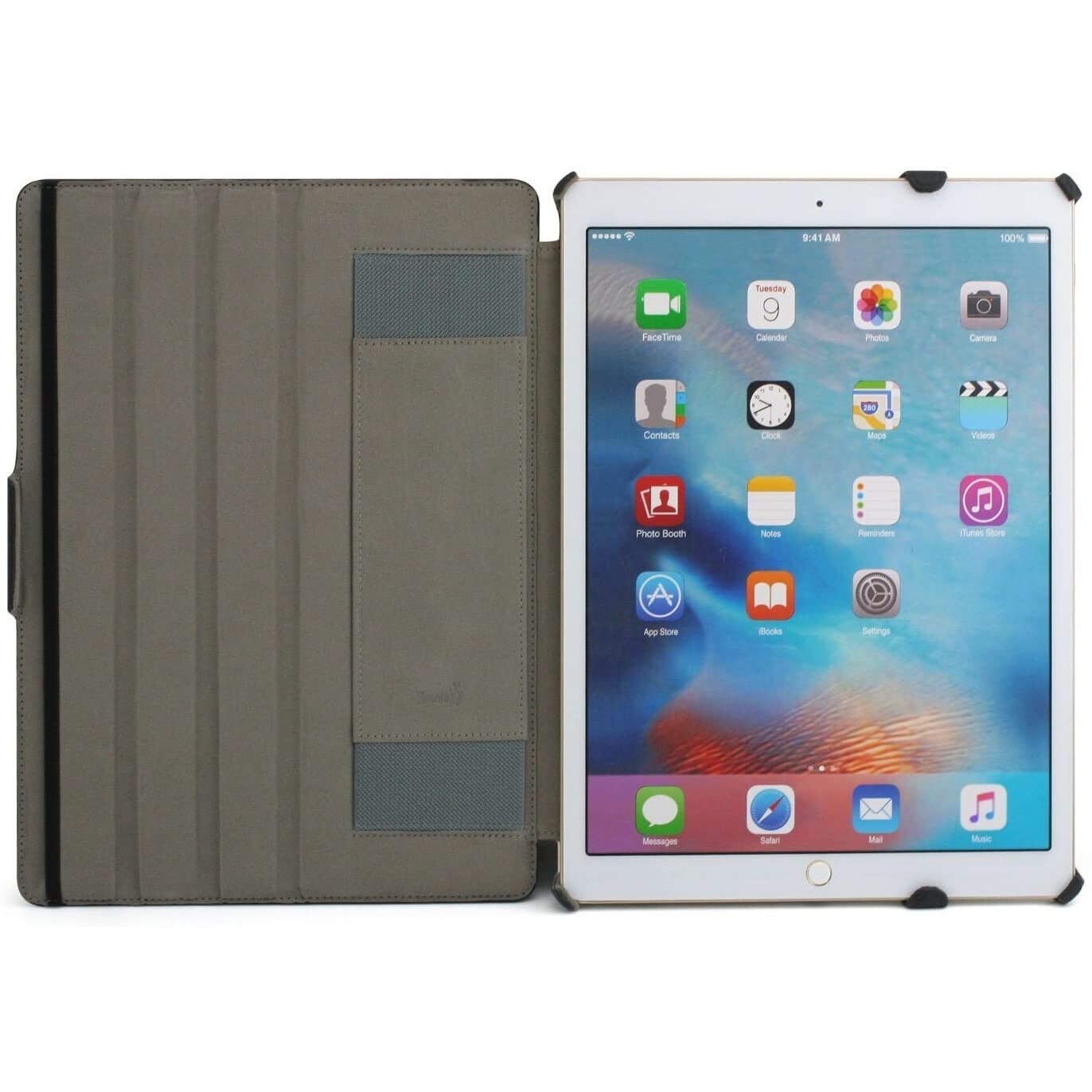 Husa de protectie Khomo, Apple iPad Pro 9,7", Piele, Negru