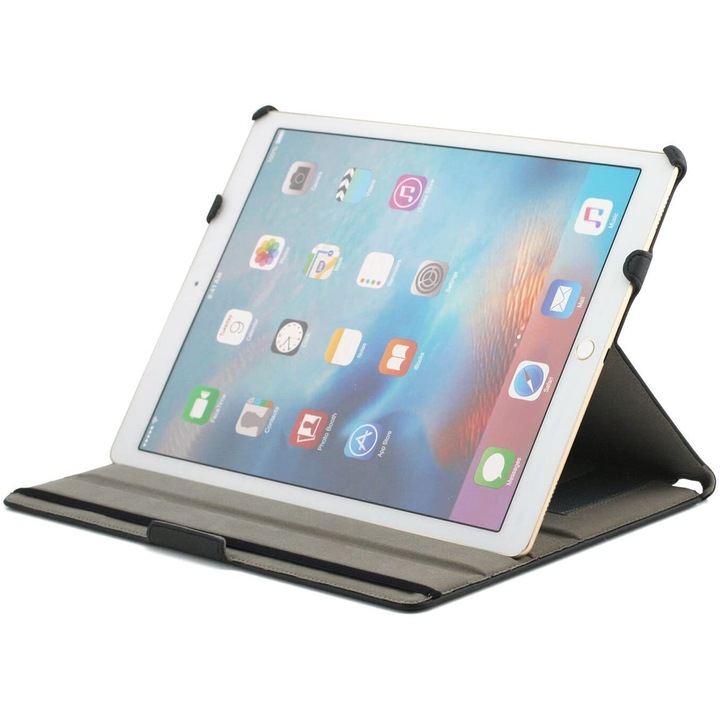 Защитен калъф Khomo, Apple iPad Pro 9.7", Кожен, Черен