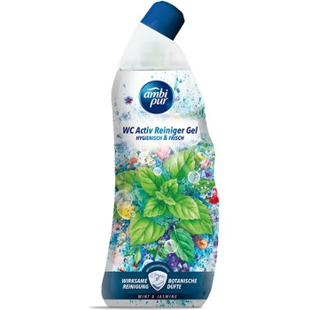 Solutie de curatat vasul de toaleta Ambi Pur Mint & Jasmine, 750ml Solutie de curatat vasul de toaleta Ambi Pur Mint & Jasmine, 750ml