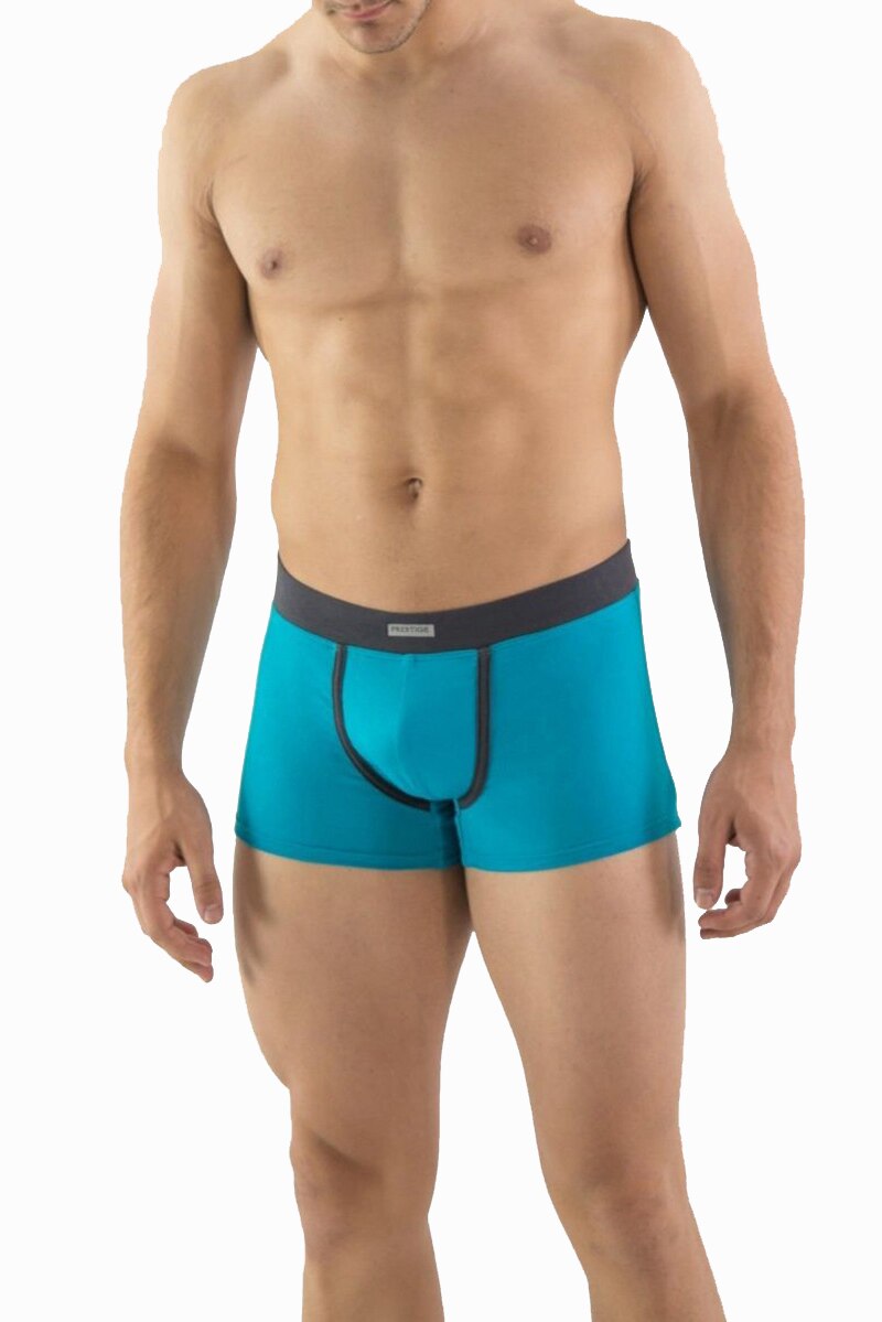 Boxeri barbati PRESTIGE B187, Bumbac si elastan, Albastru petrol/Gri