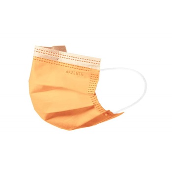 Set 50 masti medicale faciale de protectie, 3 straturi, type IIR, de unica folosinta, nesterile, portocaliu, Akzenta Set 50 masti medicale faciale de protectie, 3 straturi, type IIR, de unica folosinta, nesterile, portocaliu, Akzenta