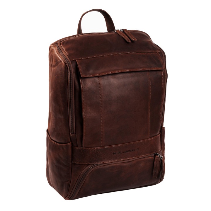 Rucsac pentru laptop de 15,4 inch, The Chesterfield Brand, din piele maro inchis, model Rich