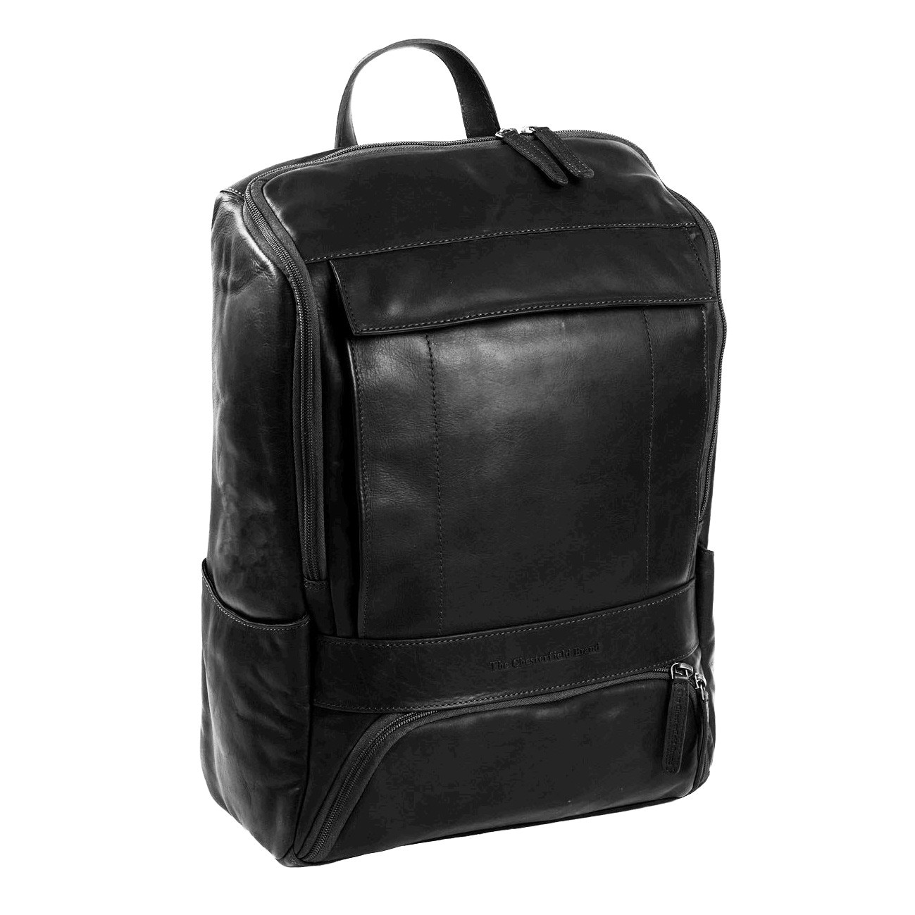 Rucsac pentru laptop de 15,4 inch, The Chesterfield Brand, din piele neagra model Rich